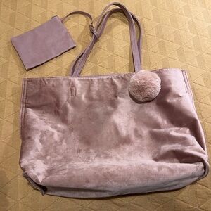 Mauve Velvet Tote with Pouch